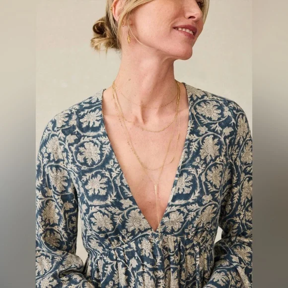 Faherty dune oceana cotton dress in tranquil tides colorway, size small - Picture 3 of 7